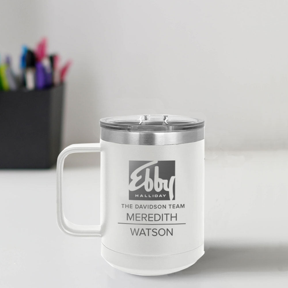 Ebby Halliday Custom Engraved 15 oz Mug Tumbler