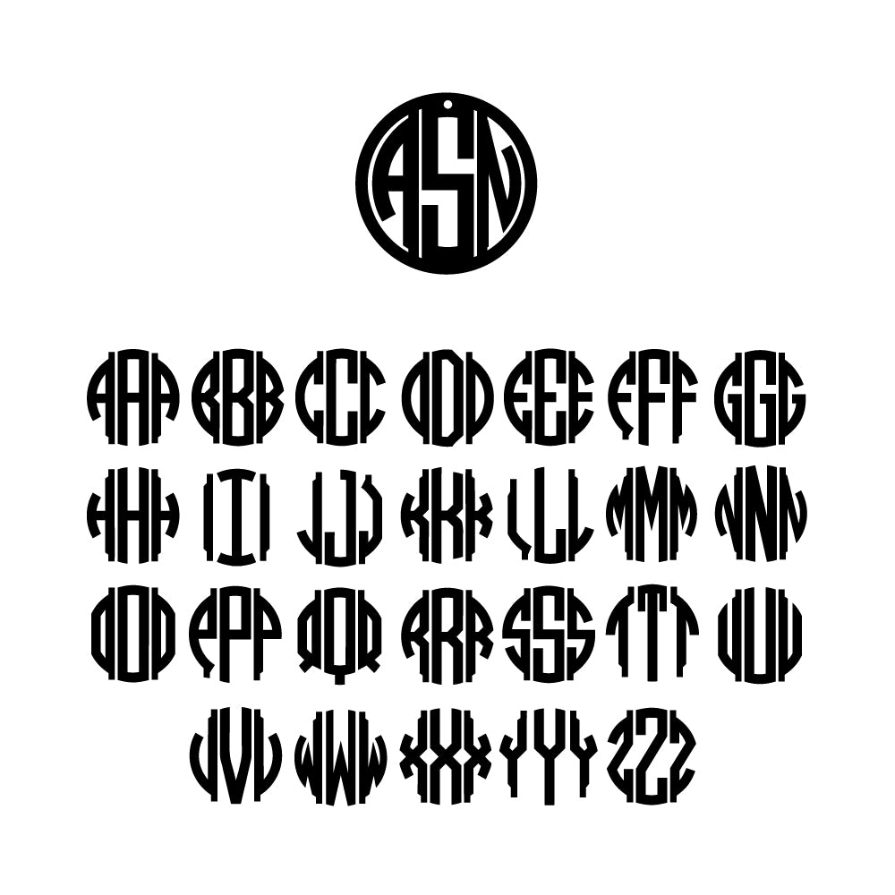 Gatsby Collection Custom Laser Cut Three Letter Monogram Pendant from Artisan Stamp