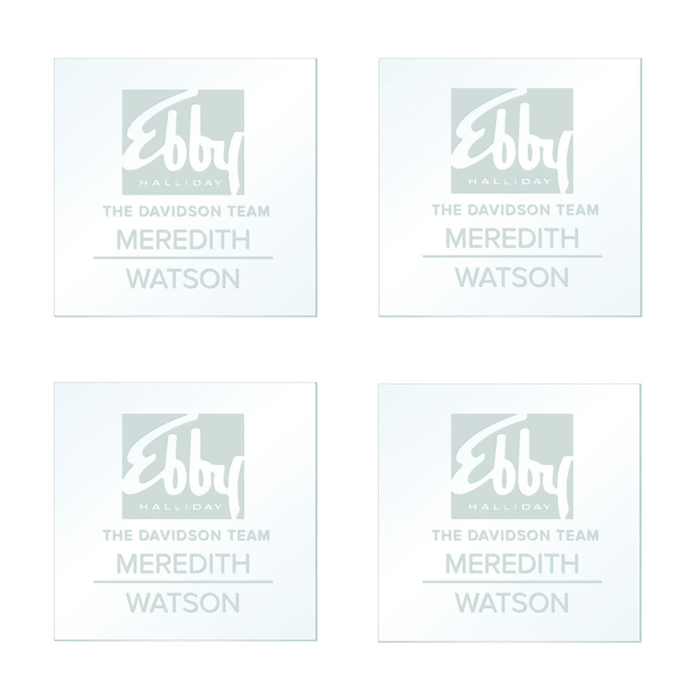 Engraved Custom Ebby Halliday Branded Coaster Set