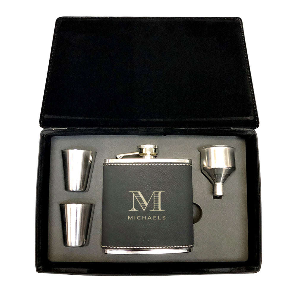 Custom Engraved Flask Gift Set