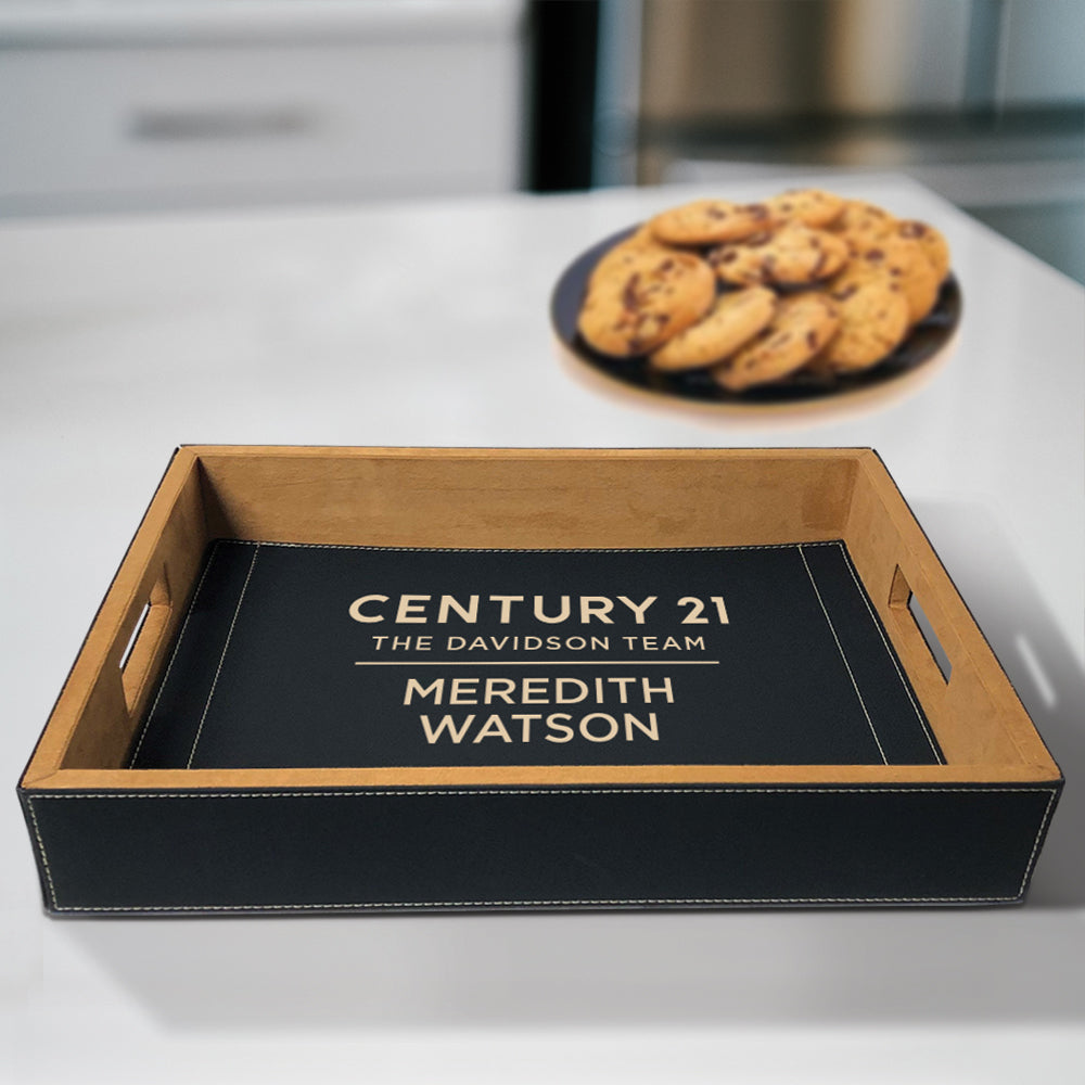 Century 21 Engraved Vegan Leather Serving Tray