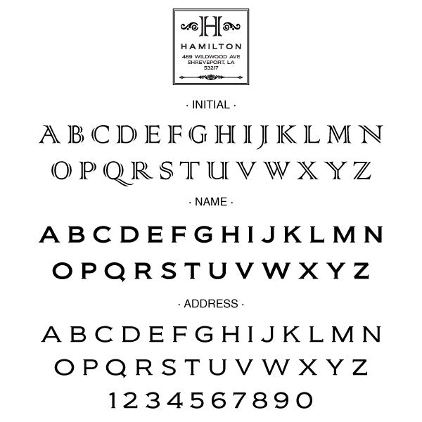 Square Return Address Last Name One Letter Monogram Custom Designer Stamp