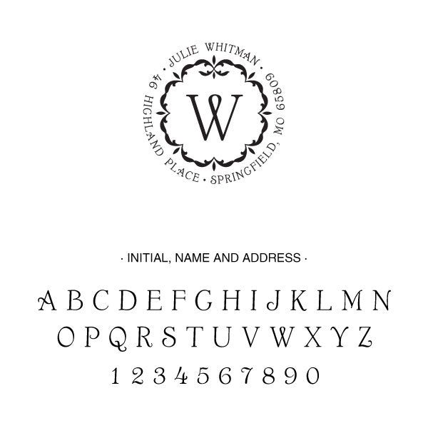 Round Return Address Name One Letter Monogram Custom Designer Stamp