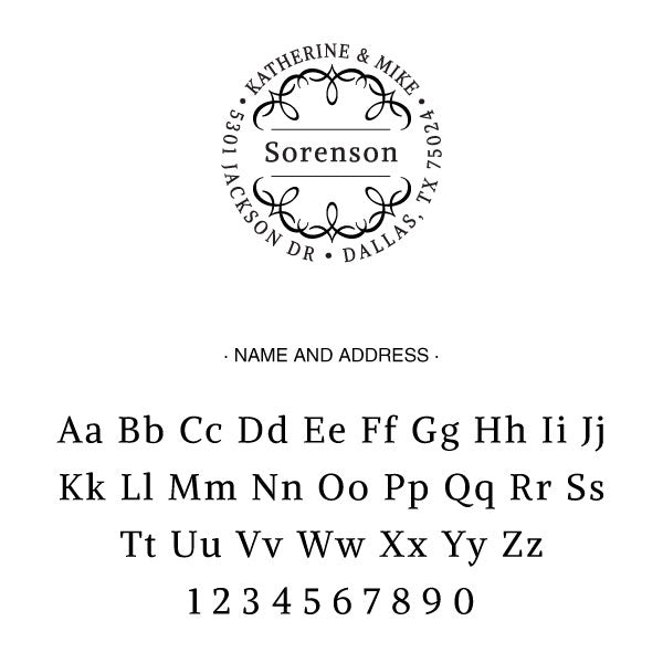 Round Return Address Last Name Custom Designer Stamp