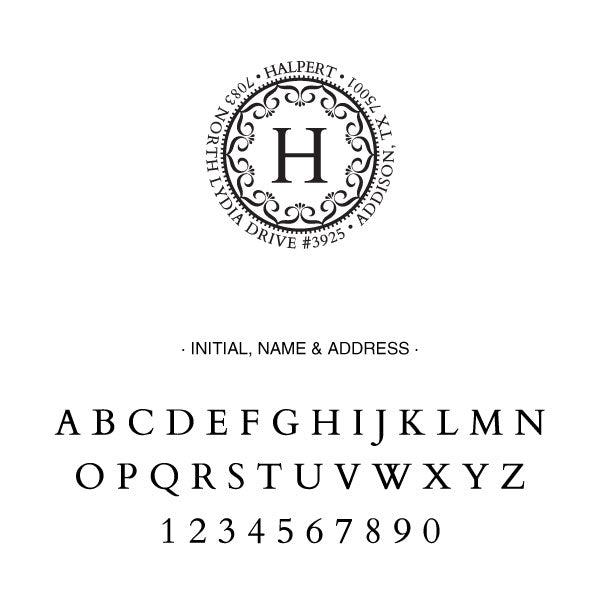 Round Return Address Last Name One Letter Monogram Custom Designer Stamp