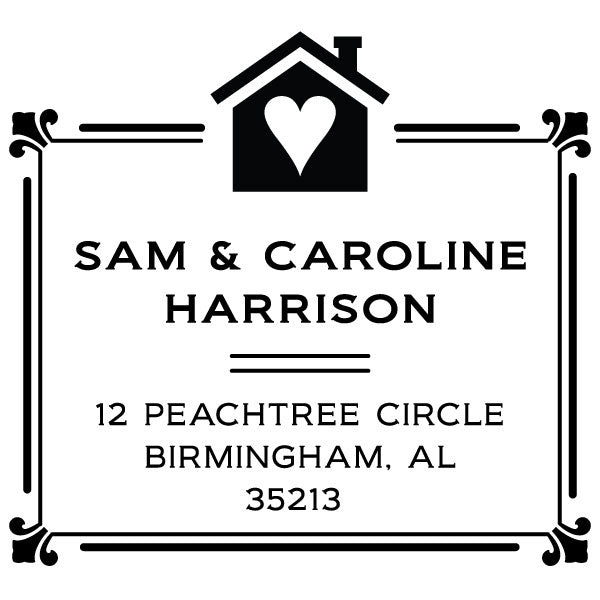 Square Return Address House with a heart Custom Designer Stamp