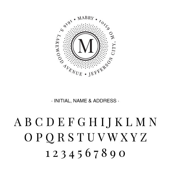 Round Return Address Last Name One Letter Monogram Custom Designer Stamp