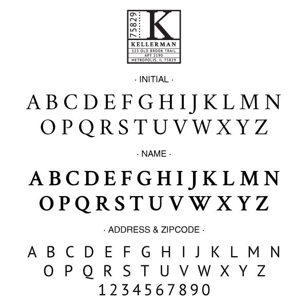 Square Return Address Last Name One Letter Monogram Custom Designer Stamp