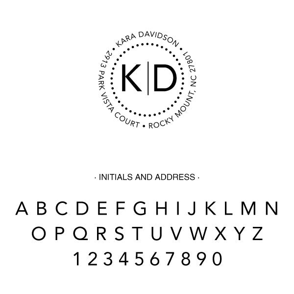 Round Return Address Last Name Two Letter Monogram Custom Designer Stamp