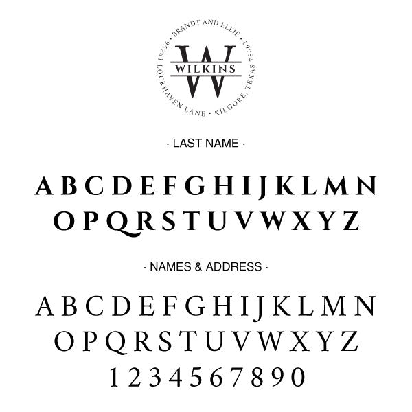 Round Return Address Last Name One Letter Monogram Custom Designer Stamp