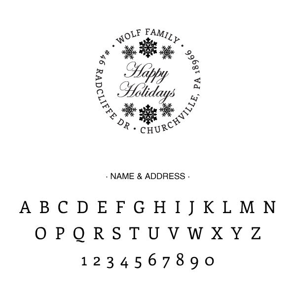 Custom Happy Holidays Round Address Stamp