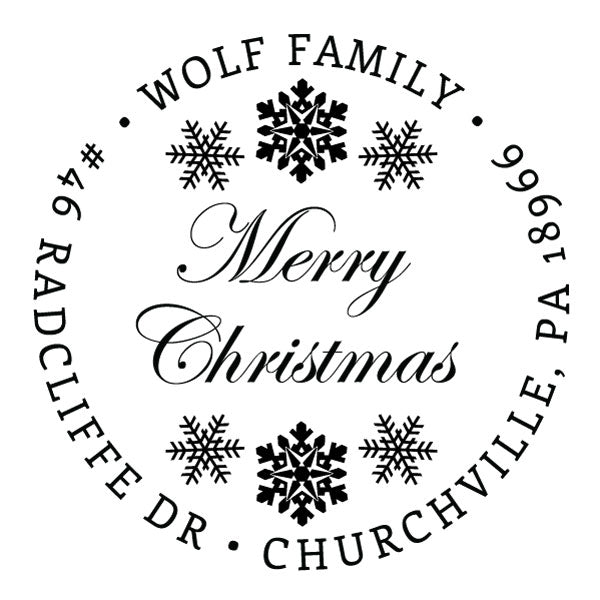 Custom Merry Christmas Round Address Stamp