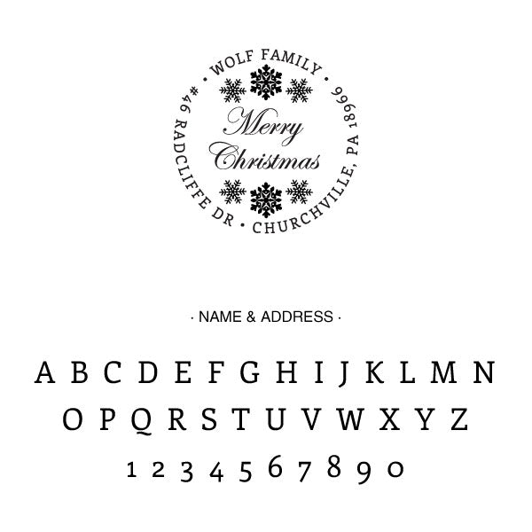 Custom Merry Christmas Round Address Stamp