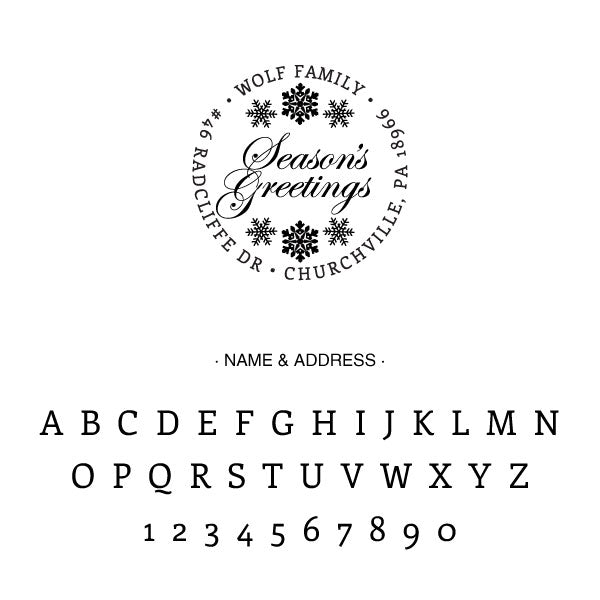 Custom Season's Greetings Round Address Stamp