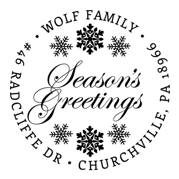 Custom Season's Greetings Round Address Stamp