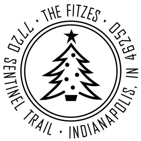 Custom Christmas Tree Round Address Stamp