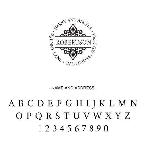 Round Return Address Last Name Custom Designer Stamp
