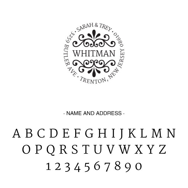 Round Return Address Last Name Custom Designer Stamp