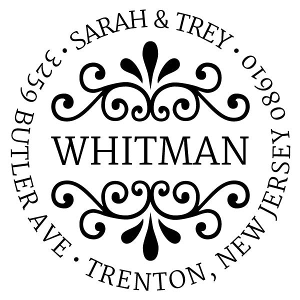 Round Return Address Last Name Custom Designer Stamp