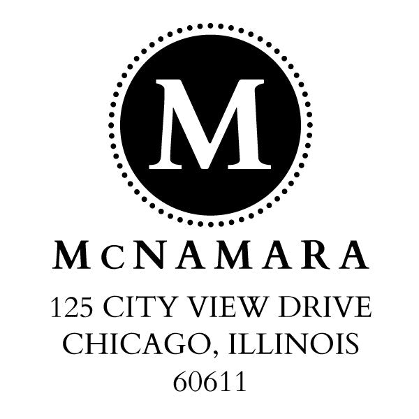 Return Address Last Name One Letter Monogram Custom Designer Stamp