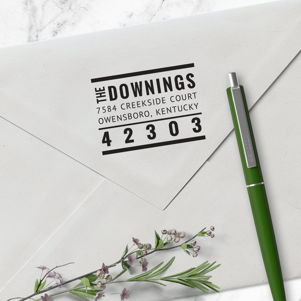 Square Return Address Last Name Custom Designer Stamp