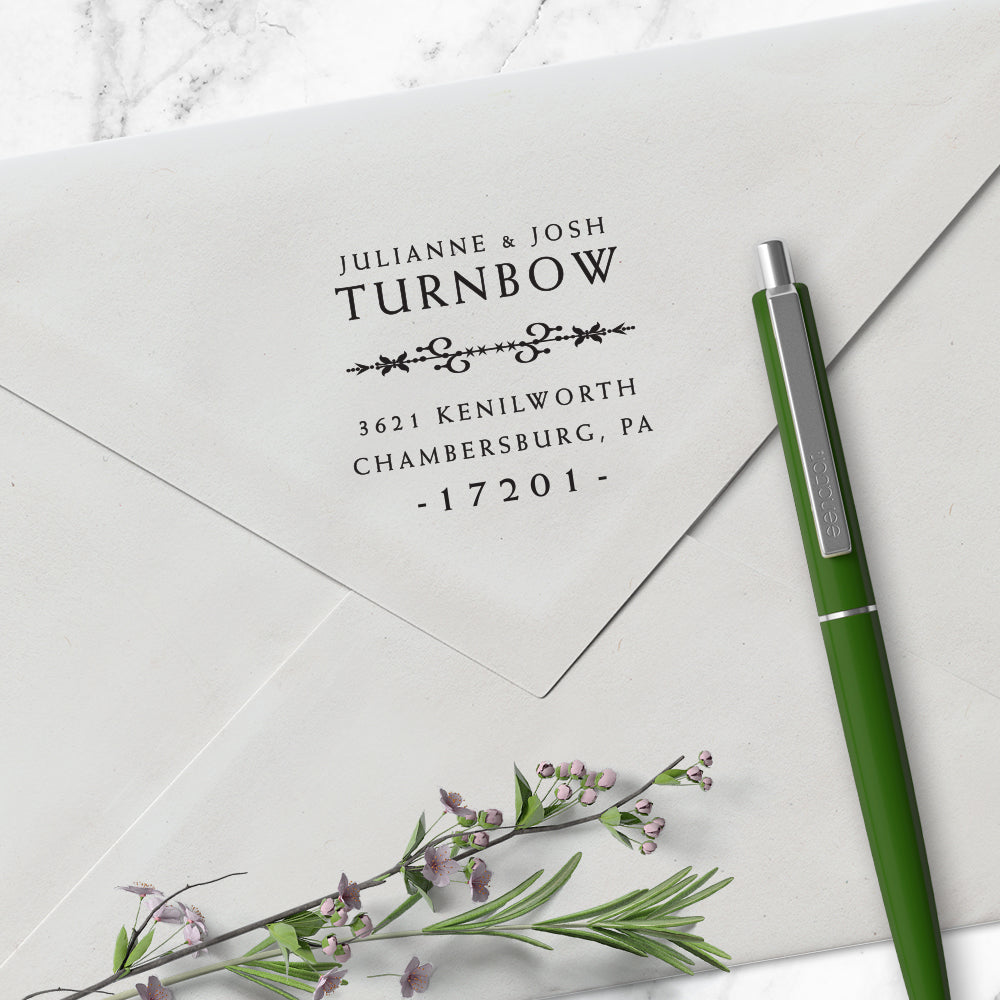 Square Return Address Last Name One Letter Monogram Custom Designer Stamp