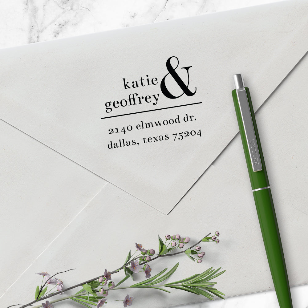 Square Return Address Names Custom Designer Stamp