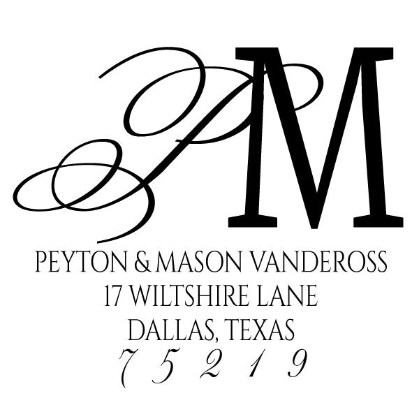 Square Return Address two Letter Monogram Custom Designer Stamp