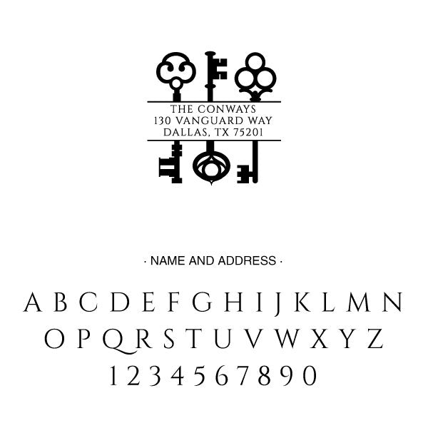 Square Return Address Last Name Keys Custom Designer Stamp