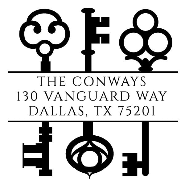 Square Return Address Last Name Keys Custom Designer Stamp