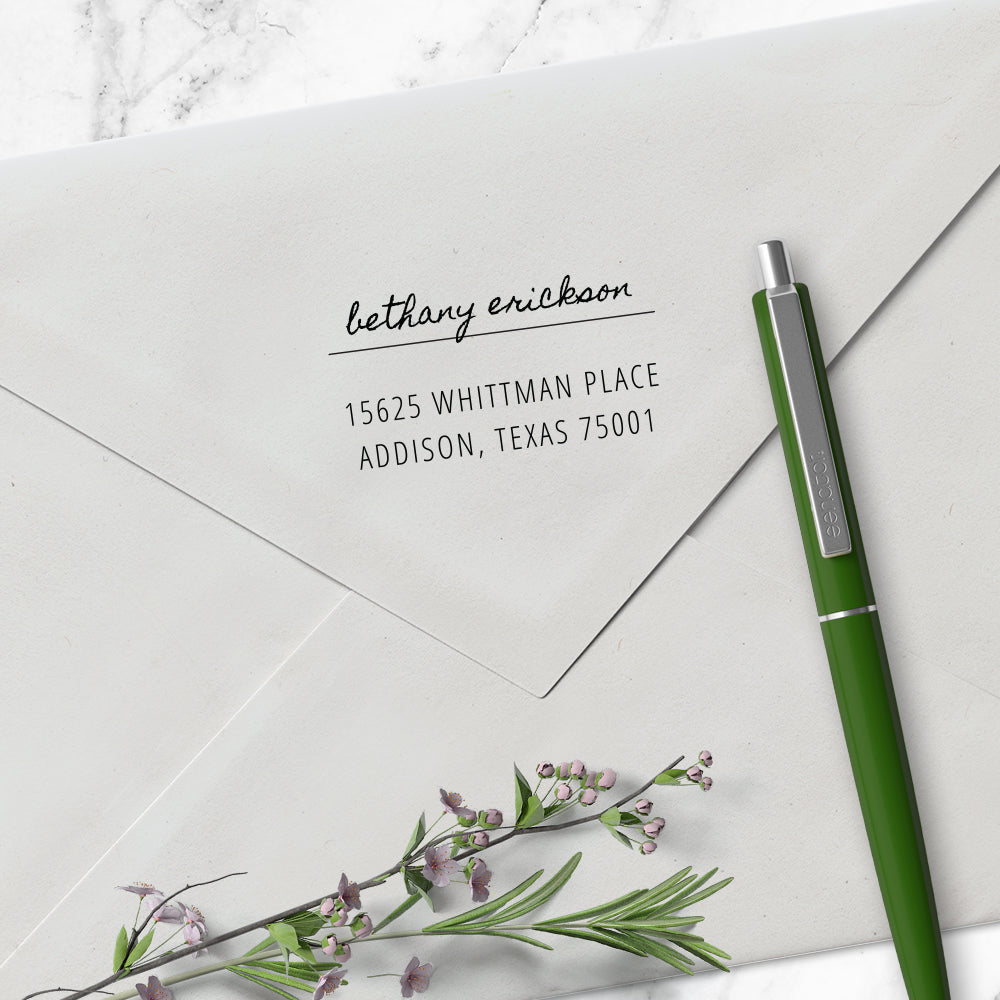 Square Return Address Signature Name Custom Designer Stamp