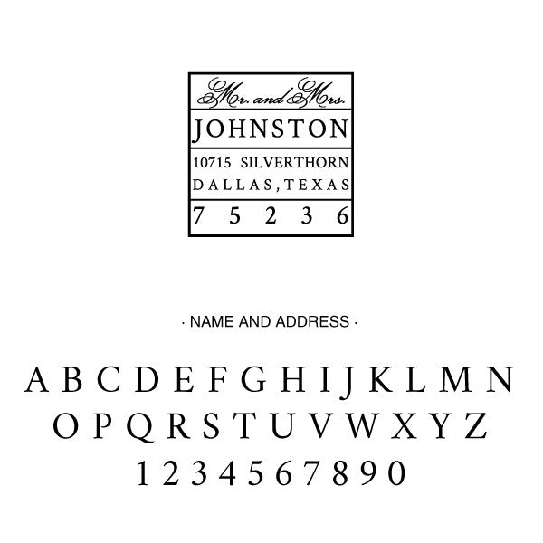 Square Return Address Mr & Mrs Last Name Custom Designer Stamp