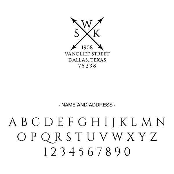 Cross Arrows Return Address Last Name Custom Designer Stamp