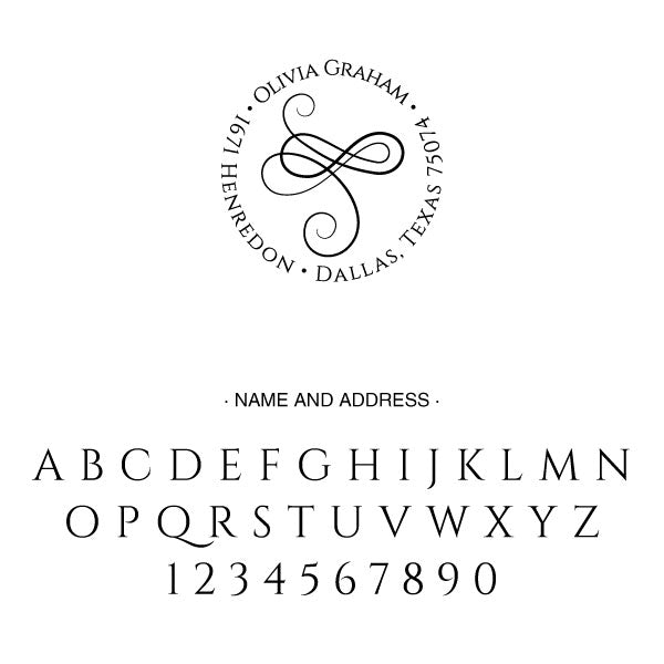Ornate Round Return Address Name Custom Designer Stamp