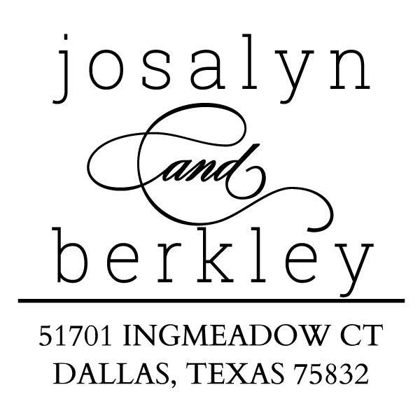 Ornate Return Address Names Custom Designer Stamp