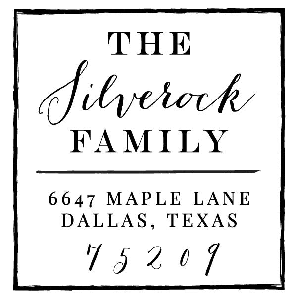 Square Return Address Last Name Custom Designer Stamp