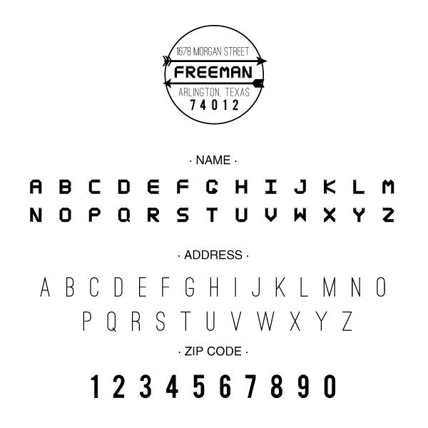 Round Arrows Return Address Last Name Custom Designer Stamp