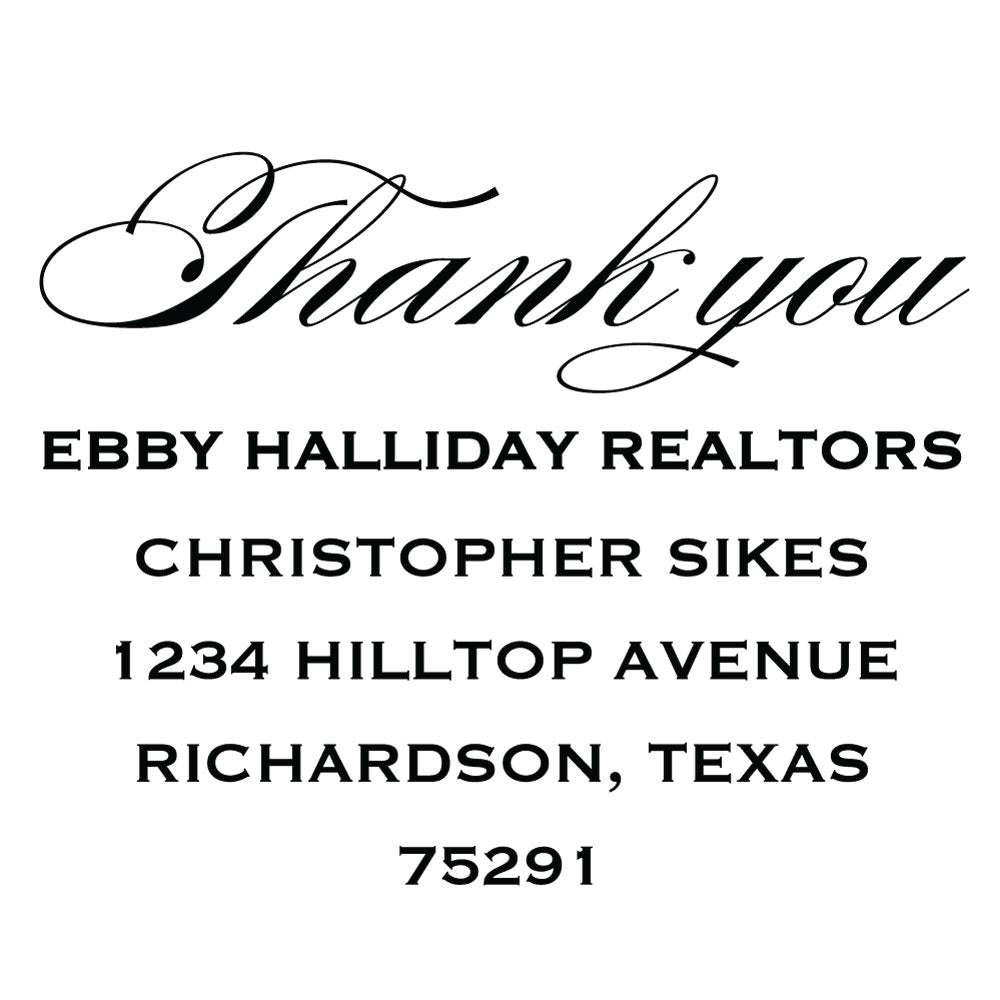 Ebby Halliday Custom Address Thank You Designer Stamp Clip from Resource.Direct