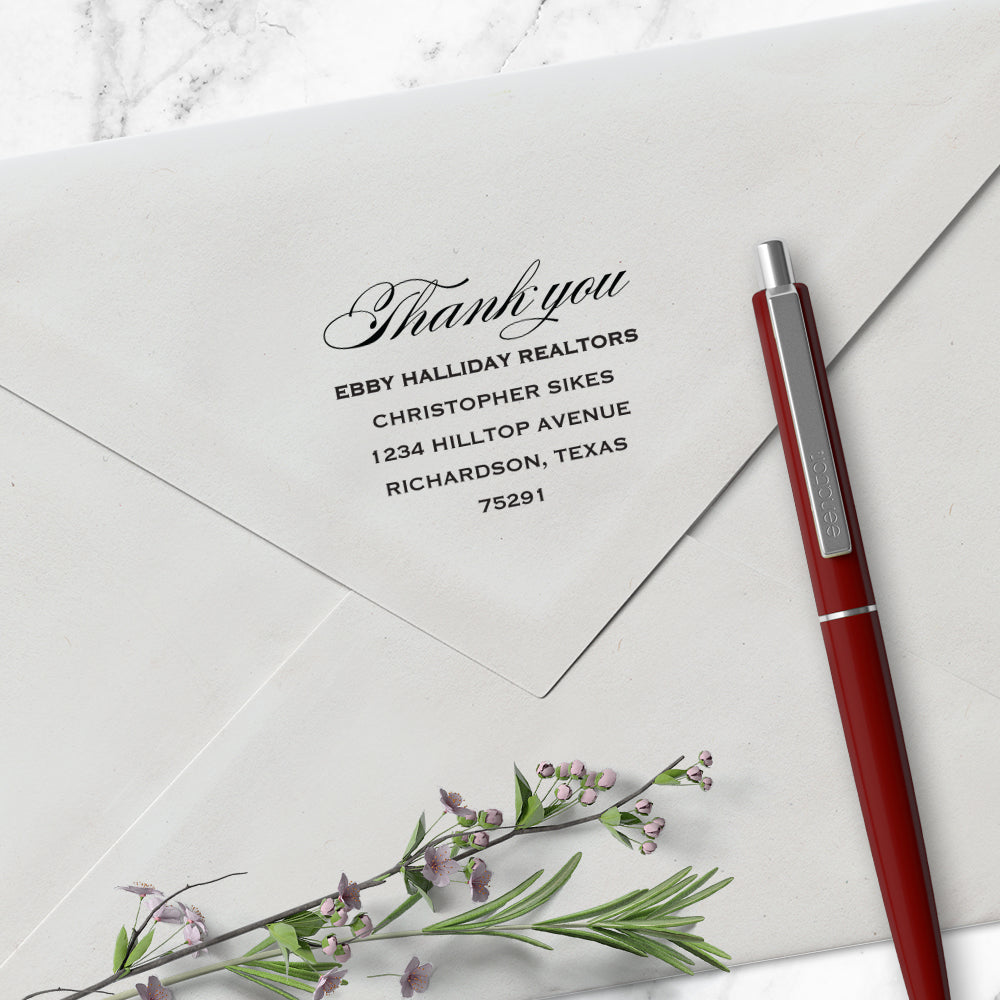 Ebby Halliday Custom Address Thank You Designer Stamp Clip from Resource.Direct