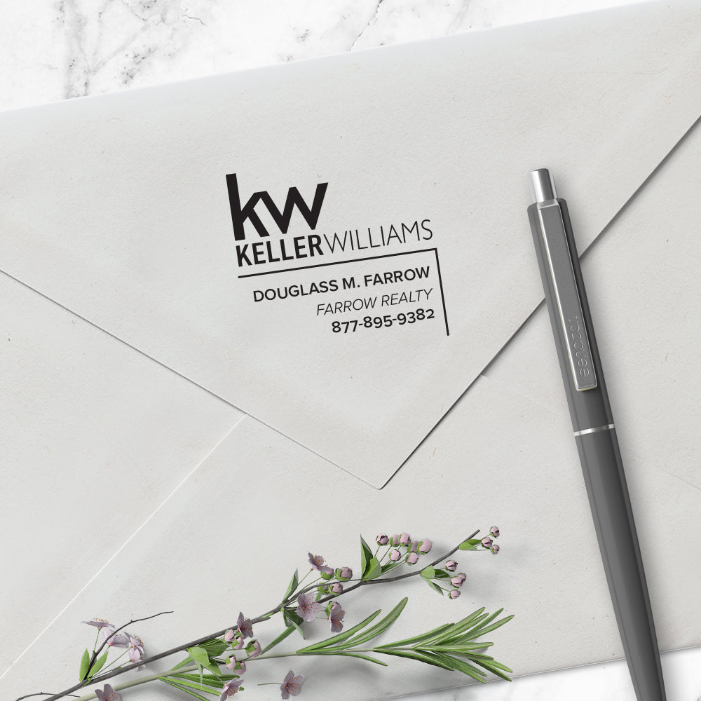Keller Williams Square Custom Contact Information Designer Stamp Clip from Resource.Direct