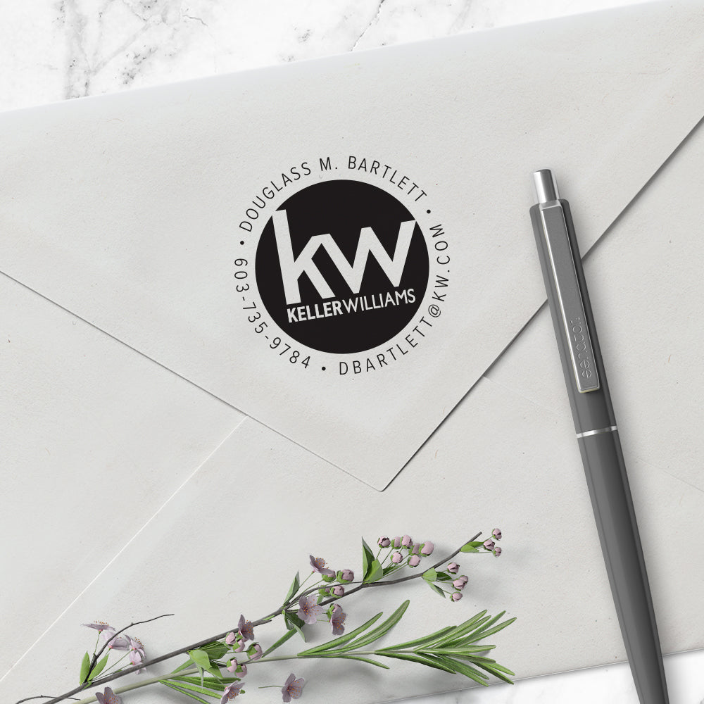 Keller Williams Square Custom Contact Information Designer Stamp Clip from Resource.Direct