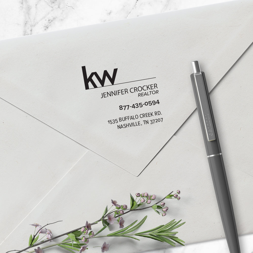 Keller Williams Square Custom Contact Information Designer Stamp Clip from Resource.Direct