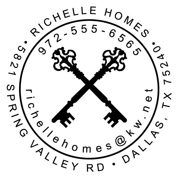 Keller Williams Round Custom Address & Contact Information Key Designer Stamp Clip from Resource.Direct