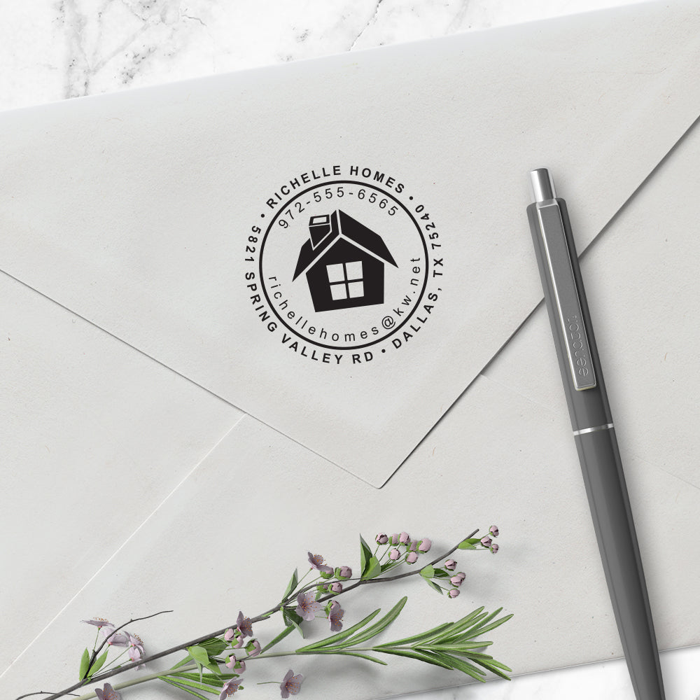 Keller Williams Round Custom Address & Contact Information House Designer Stamp Clip from Resource.Direct