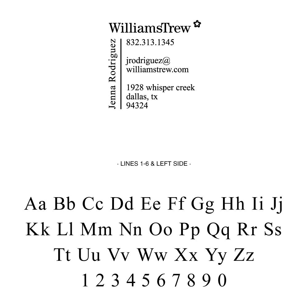 Williams Trew Custom Business Contact Information & Address Designer Stamp Clip from Resource.Direct