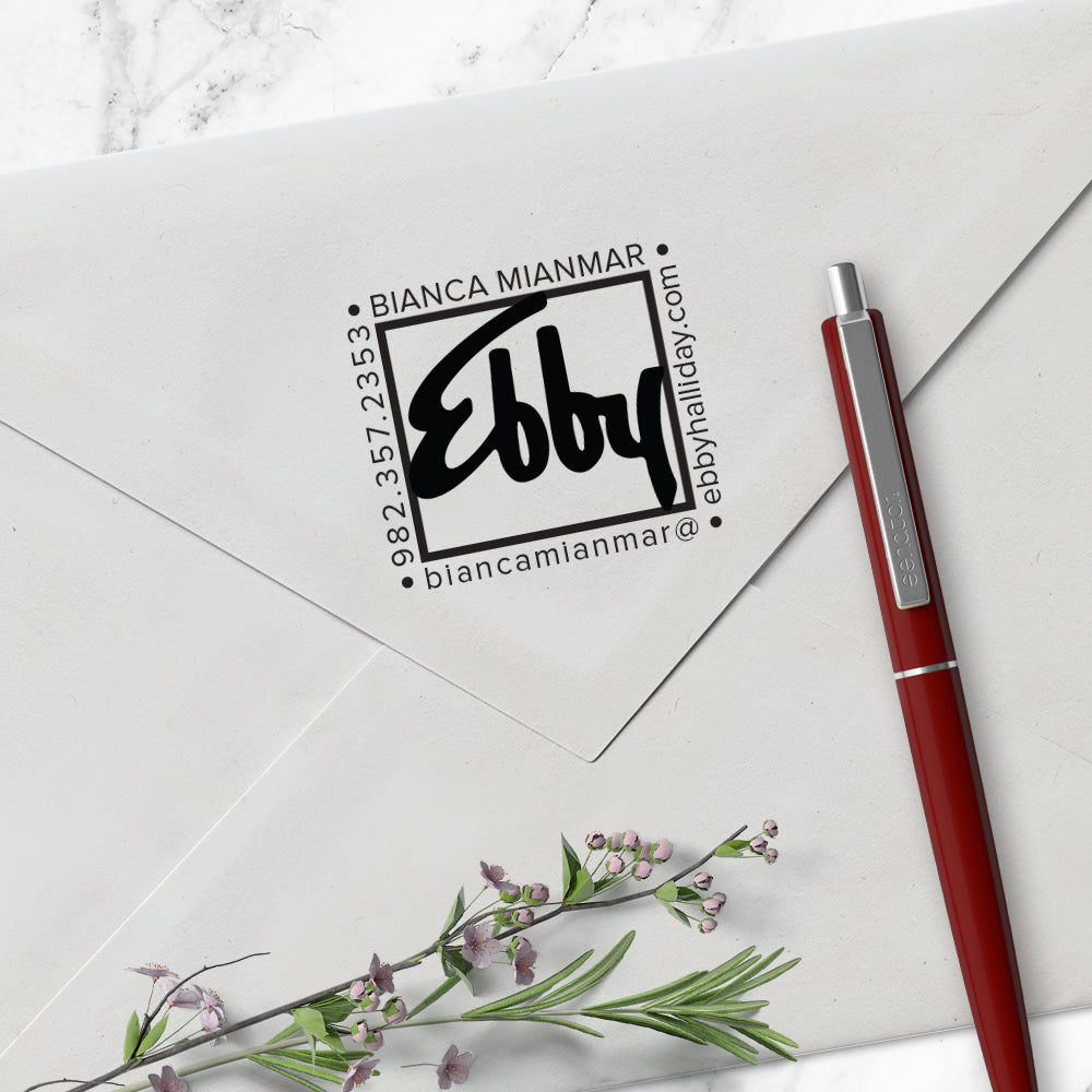 Ebby Halliday Square Custom Business Contact Information Designer Stamp Clip from Resource.Direct