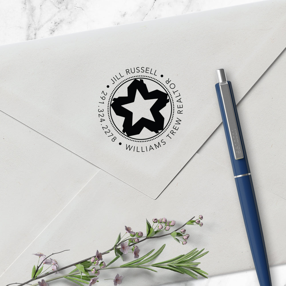 Williams Trew Custom Round Name & Contact Information Designer Stamp Clip from Resource.Direct