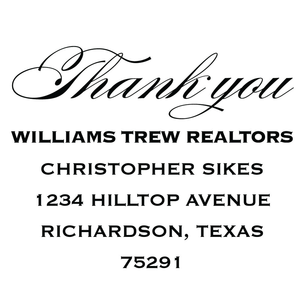 Williams Trew Custom Business Thank You Name Address Designer Stamp Clip from Resource.Direct
