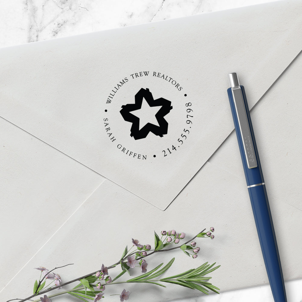 Williams Trew Custom Business Round Contact Information Designer Stamp Clip from Resource.Direct