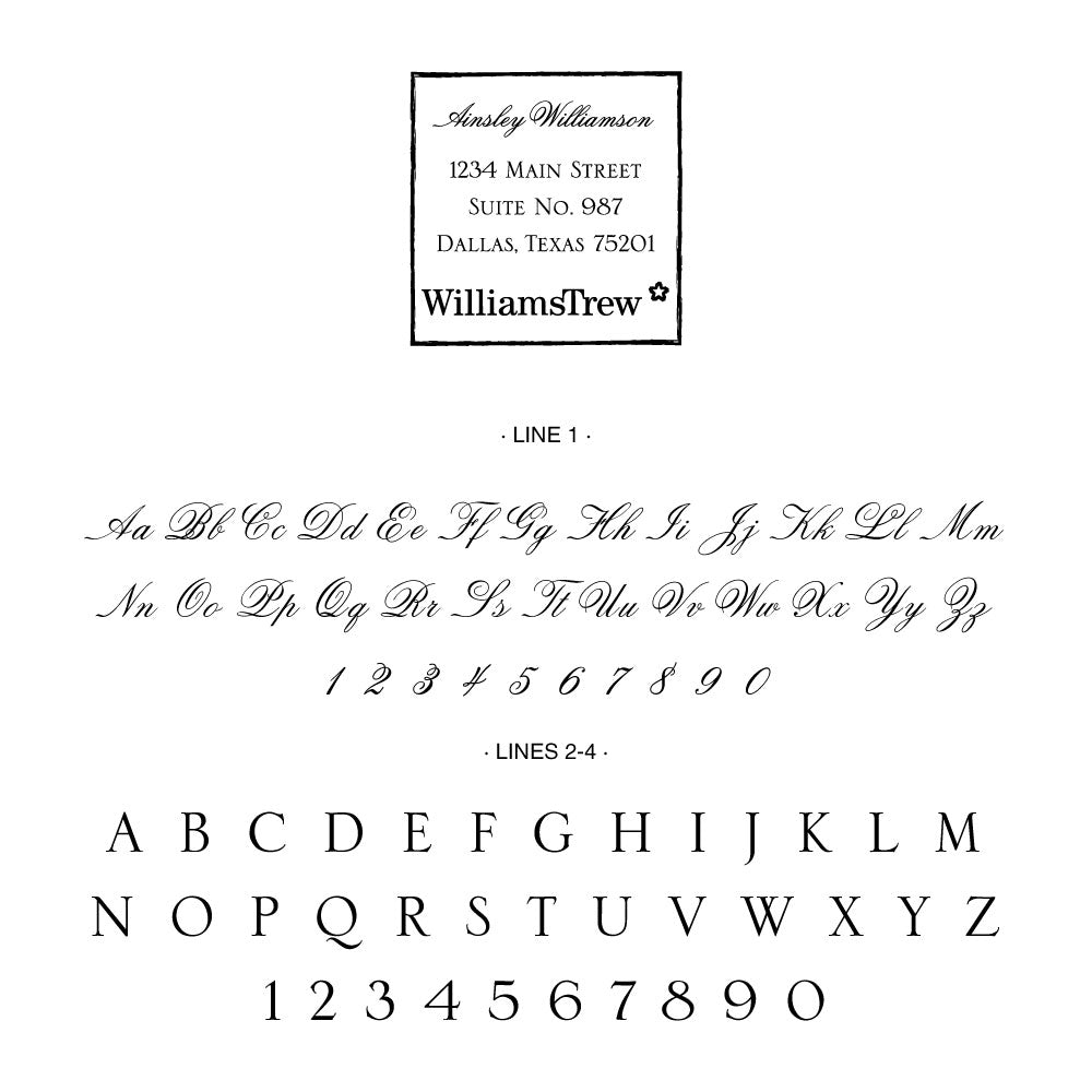 Williams Trew Custom Business Square Address Designer Stamp Clip from Resource.Direct